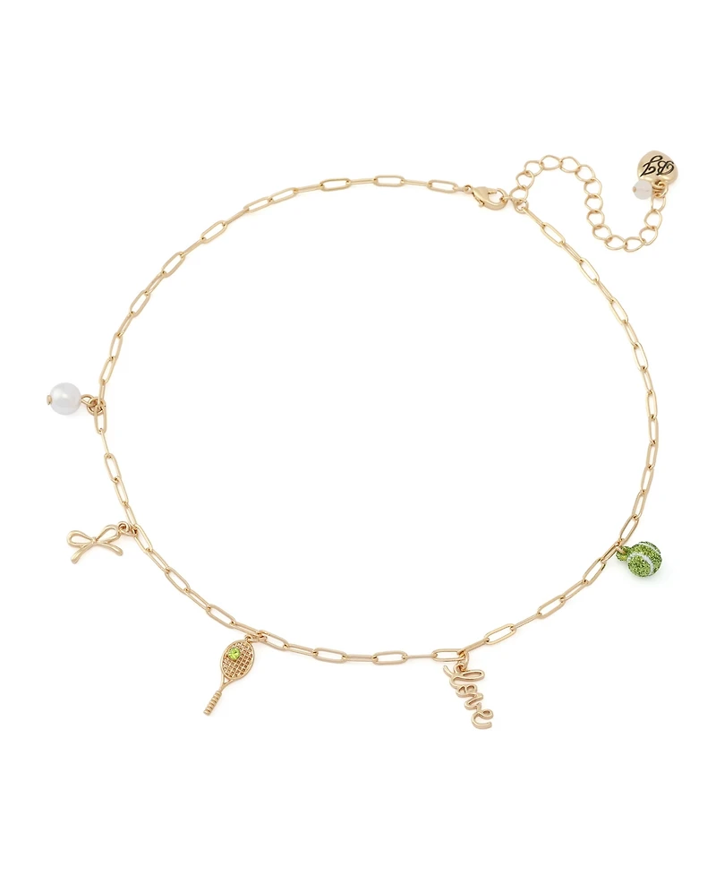 Betsey Johnson Faux Stone Tennis Charm Bib Necklace