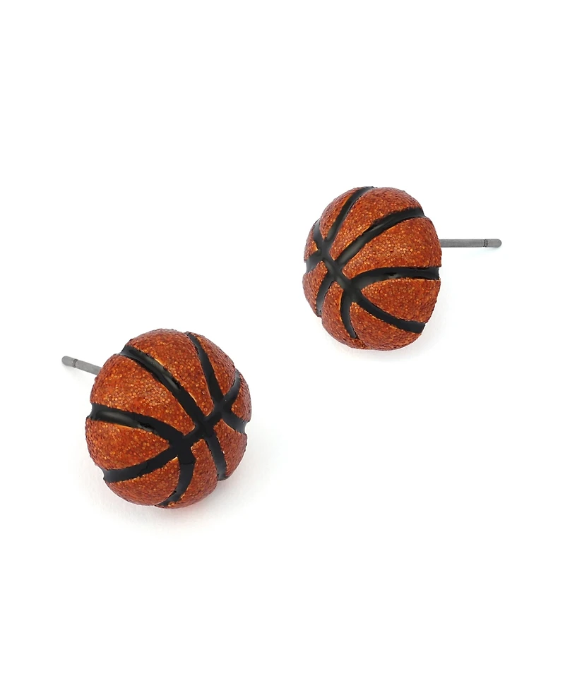 Betsey Johnson Orange Basketball Stud Earrings