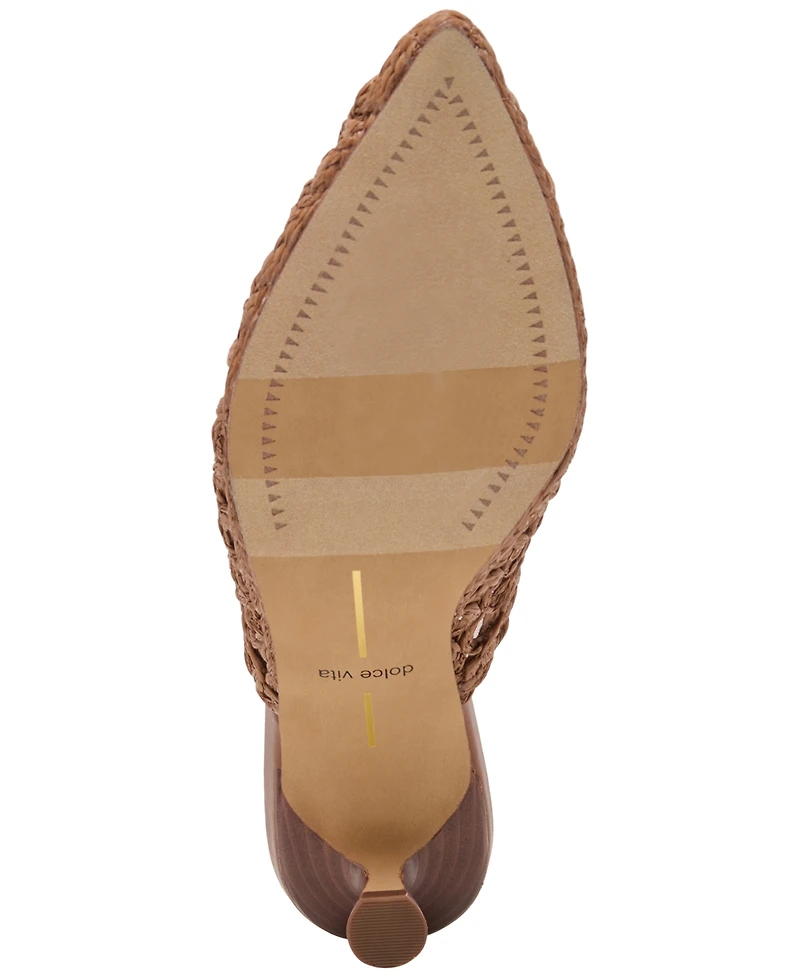Dolce Vita Women's Cleo Loop Raffia Kitten Heel Mule Pumps