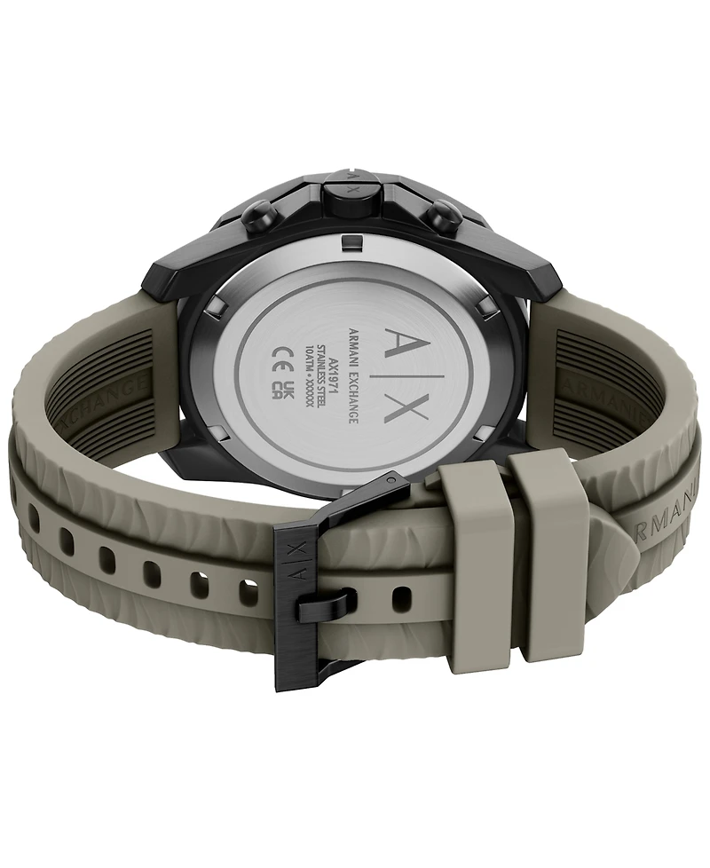 Armani Exchange Men's Quartz Chronograph Gray Silicone Watch, 44mm