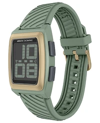 Armani Exchange Men's Lcd Green Silicone Watch, 42mm
