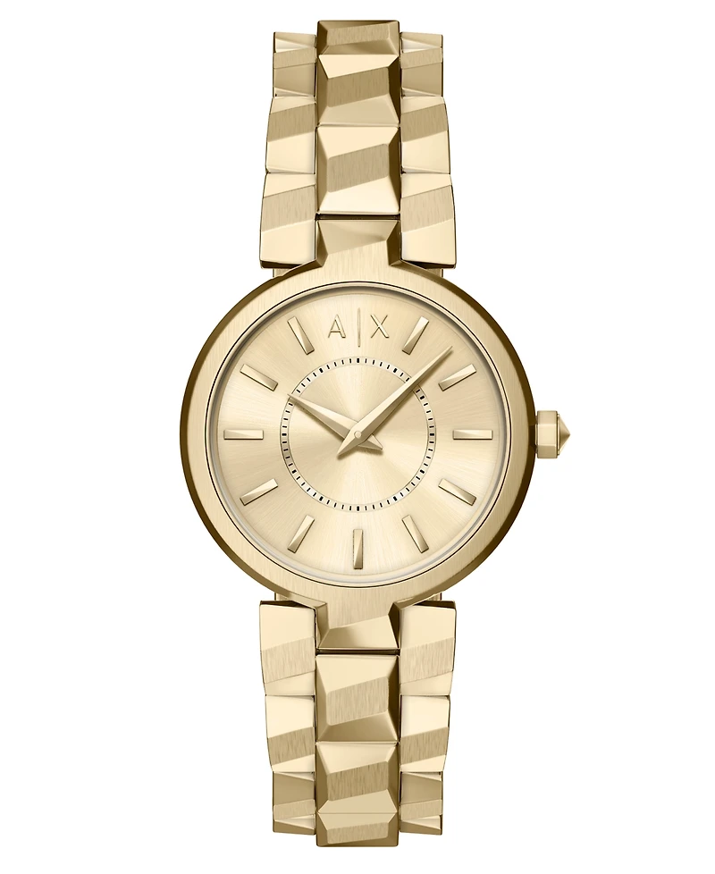 Armani Exchange Women's Quartz Two-Hand Gold Stainless Steel Watch, 34mm
