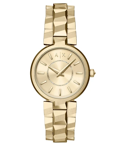 Armani Exchange Women's Quartz Two-Hand Gold Stainless Steel Watch, 34mm