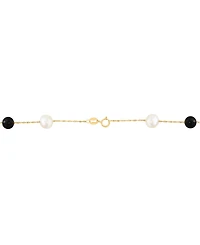 Effy Collection Freshwater Pearl & Onyx Necklace in 14k Yellow Gold