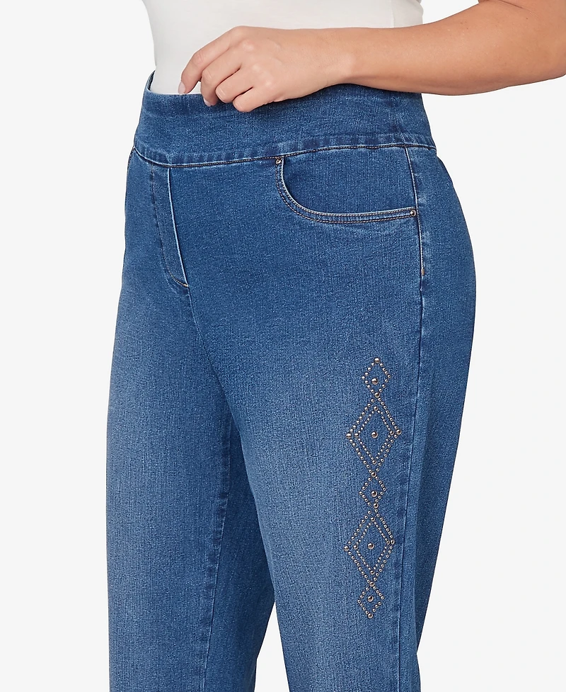 Alfred Dunner Plus Austin Geometric Heat Set Super Stretch Denim Jeans