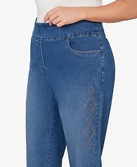 Alfred Dunner Plus Austin Geometric Heat Set Super Stretch Denim Jeans