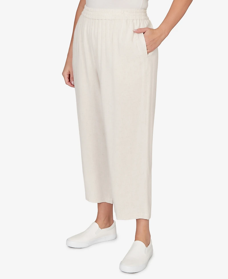 Alfred Dunner Plus Natural Wonder Linen Elastic Waist Ankle Pants