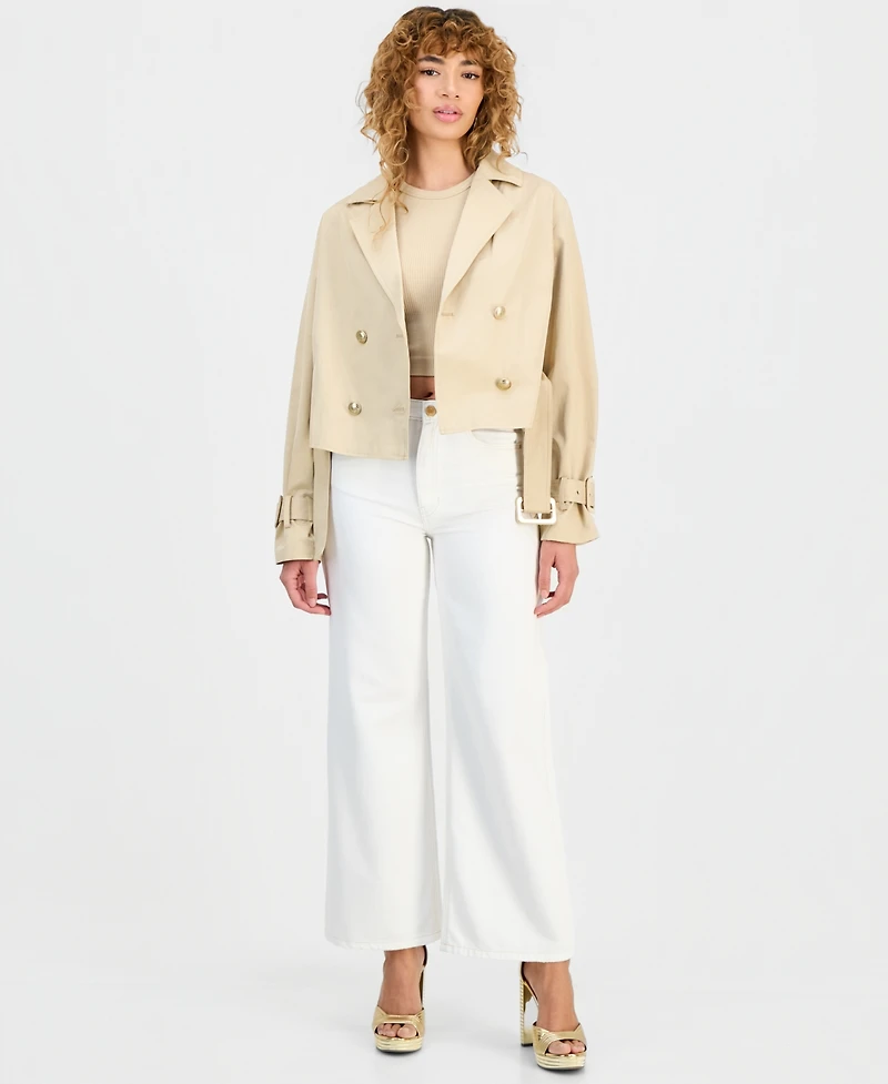 Guess Juniors' Millie Seamless Lace Sweater Crewneck Top