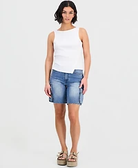 No Comment Juniors' Asymmetrical-Button Sleeveless Tank Top