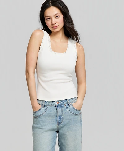 And Now This Women's Crocheted-Trim Ribbed Tank Top, Macy's Exclusive