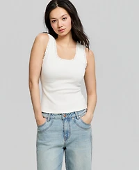 And Now This Women's Crocheted-Trim Ribbed Tank Top, Macy's Exclusive
