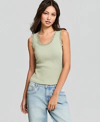 And Now This Women's Crocheted-Trim Ribbed Tank Top, Macy's Exclusive