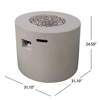 Flynama 31 Inch Round MgO Fire Pit 40000 Btu Light Weight Concrete Light Grey for Outdoor Patio Backyard