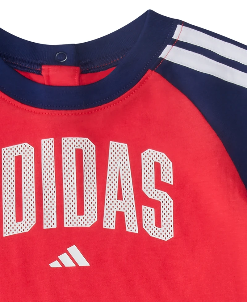 adidas Baby Boys' Short-Sleeve 3-Stripe Coverall