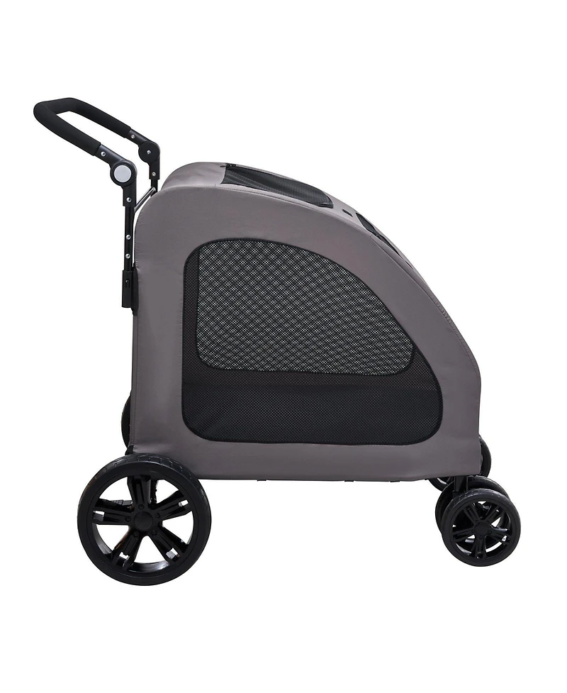 Sugift Pet Stroller 4-Wheel Dog Stroller 160 Lb Capacity Adjustable Handle