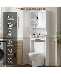 Homfan 66.7" h Bathroom Organizer with Anti-Tip Device, Ventilated Louvered Doors, for Bathroom