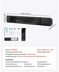 Sugift 1500W Carbon Infrared Heater with 9 Power Levels & Wall Mount Option