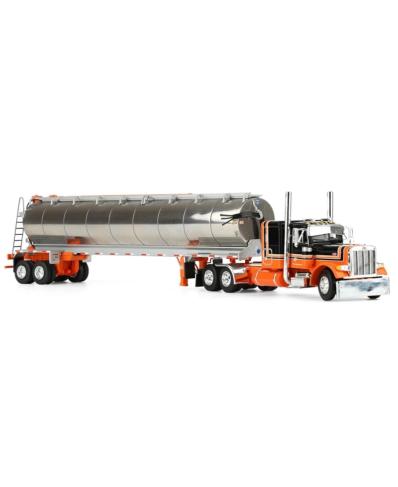 First Gear Dcp 1/64 Orange/Black Peterbilt 379 with 48in Flattop Sleeper & Walinga Feed Trailer 60-2128