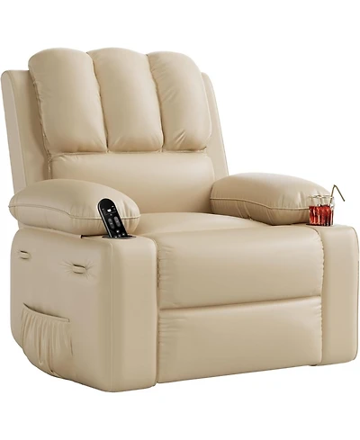 gaomon Manual Recliner Chair for Adults, Pu Leather Single Sofa with Extra-Wide Seat and Ergonomic Support Living Room, Bedroom