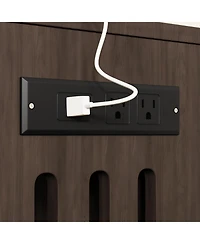 Aostirmotor 37.4" Hidden Litter Box Enclosure with Sliding Door, Drawer & Charging Station ,Brown