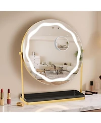 Homfan Led Vanity Mirror with Touch Control, Desktop Makeup Mirror for Bedroom or Bathroom