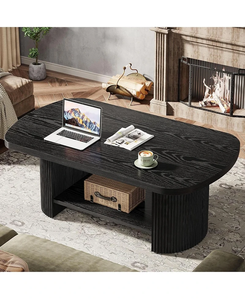 Tribesigns Oval Coffee Table, 45.27" Mid-Century Accent Table