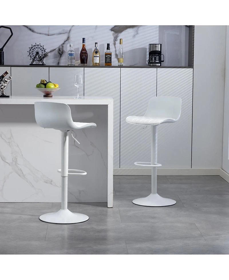 Streamdale Furniture Modern Pu Leather Adjustable Swivel Bar Stools (Set of 2) - White