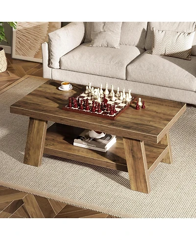Tribesigns 2-Tier Coffee Table with Storage Shelves, 47.24"
