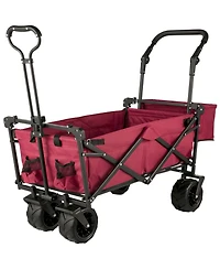 Mecale Extra Large Collapsible Garden Cart with Removable Canopy, Folding Wagon with Wheels and Rear Storage