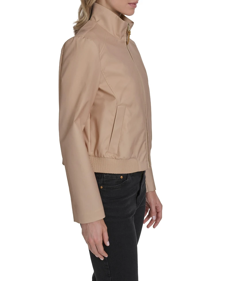 Cole Haan Women's Pinstripe Rain Bomber Jacket