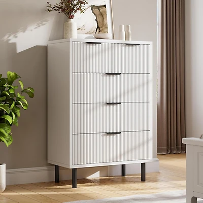 Gaomon Wave Fluted 5-Drawer Tall Wood Dresser with Wide Storage, Deep Drawers & Organizer Design for Bedroom or Nursery