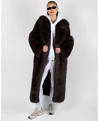 WeWoreWhat Women's Long Faux Fur Jacket