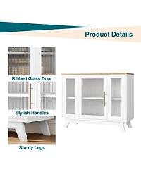 gaomon 36" Sideboard Buffet Cabinet with storage, farmhouse style, glass doors and adjustable shelves for dining room or living room