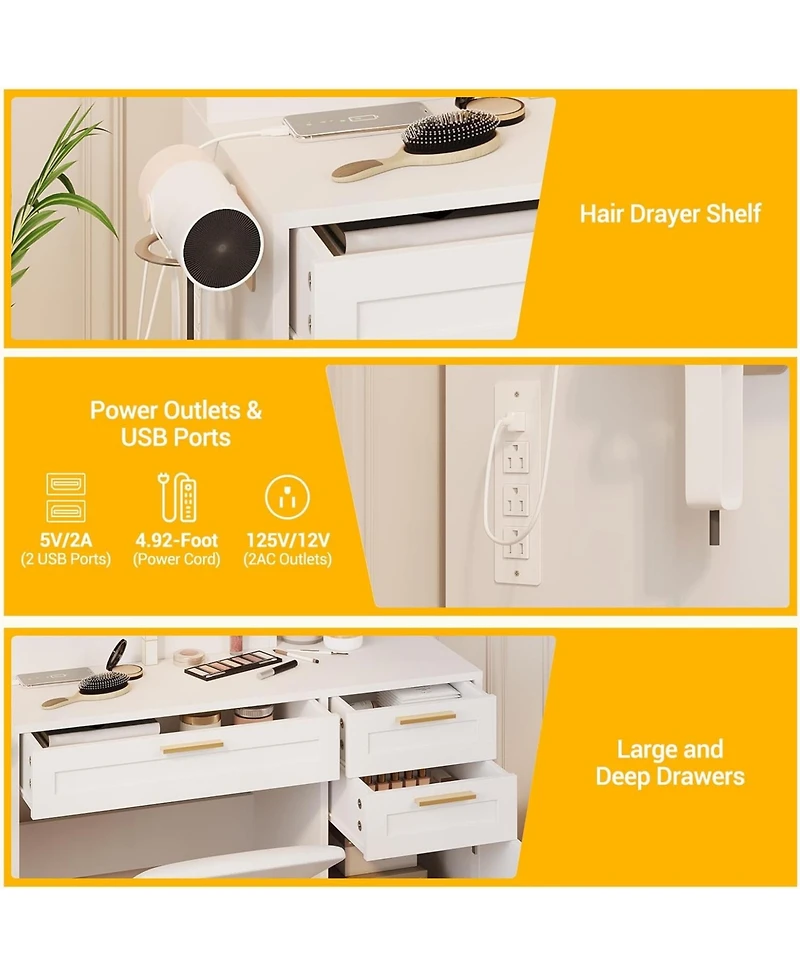 Gaomon Vanity Desk Mirror and Lights for Bedrooms, Apartments, Easy to Assemble