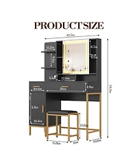 Gaomon Makeup Vanity Desk with Led Lighted Mirror and Charging Station