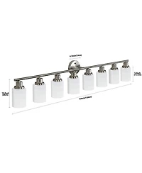 Busdays modern 8-light vanity wall sconce with frosted glass shades, ideal for bathroom or hallway lighting (No Bulbs)