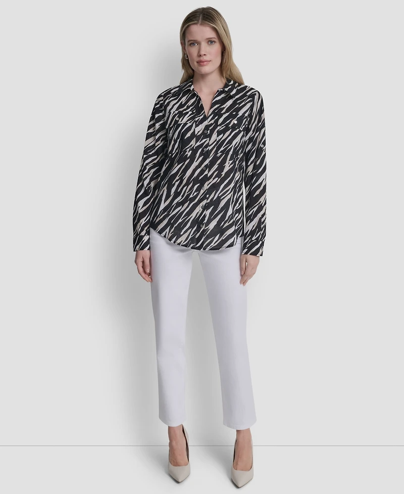 Dkny Women's Printed Long-Sleeve Shirt