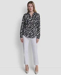 Dkny Women's Printed Long-Sleeve Shirt