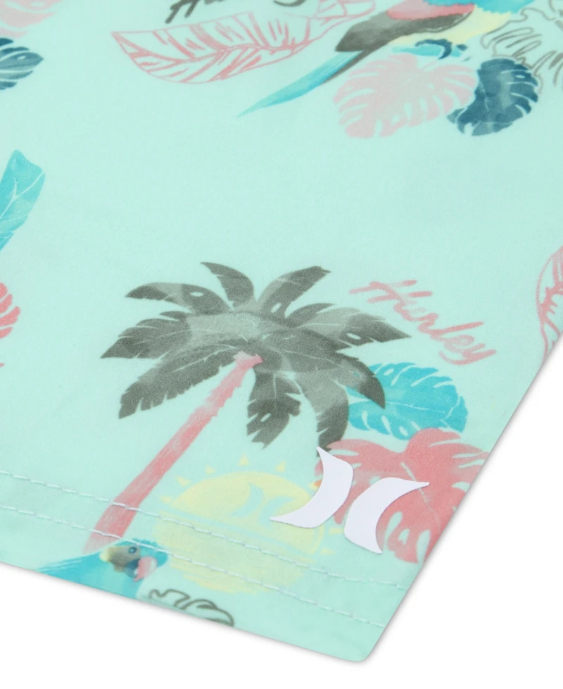 Hurley Boys' Toddler 2T-5T Parrot-Dise Swim T-Shirt and Shorts, 2-Piece Set