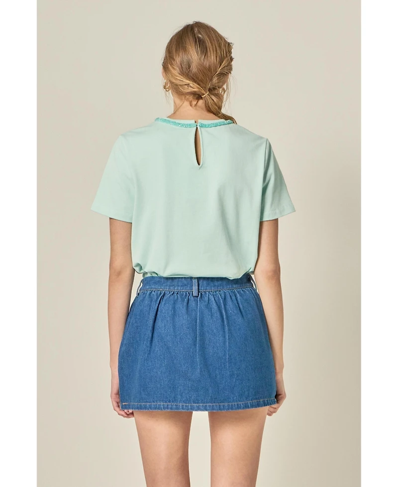 English Factory Women's Beaded Bow T-Shirt