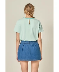 English Factory Women's Beaded Bow T-Shirt