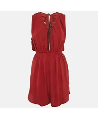 Pre-Owned Isabel Marant Women's Maroon Crepe Plucking Neck Dress