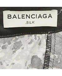 Pre-Owned Balenciaga Women's Black Printed Silk Plunge Neck Mini Dress