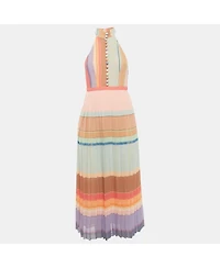 Pre-Owned Zimmermann Women's Multicolour Striped Picnic Pleated Midi Dress