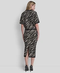 Dkny Womens Pointelle Jacquard Animal Print Pull On Sweater Pointelle Jacquard Animal Print Pull On Sweater Skirt