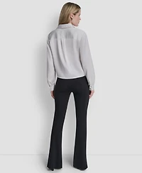 Dkny Women's Studded Collar Y-Neck Shirt