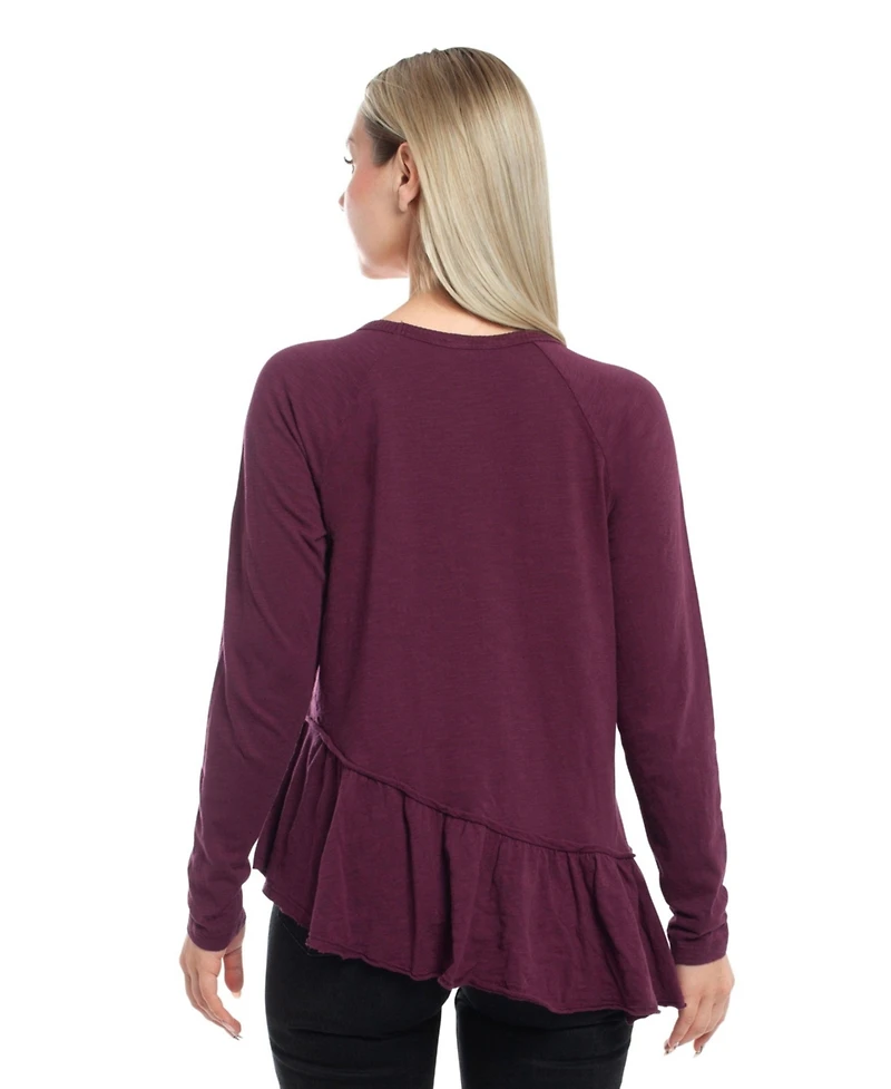 Wilt Clothing Women's Raglan Long Sleeve Asymmetric Peplum