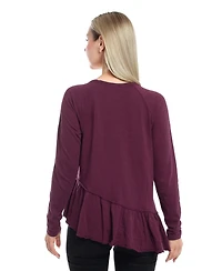 Wilt Clothing Women's Raglan Long Sleeve Asymmetric Peplum