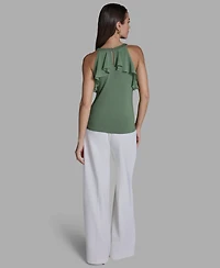 Bcbg Women's Halter Neck Ruffle Tank Top