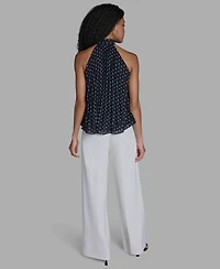 Bcbg Women's Polka Dot Halter Neck Top